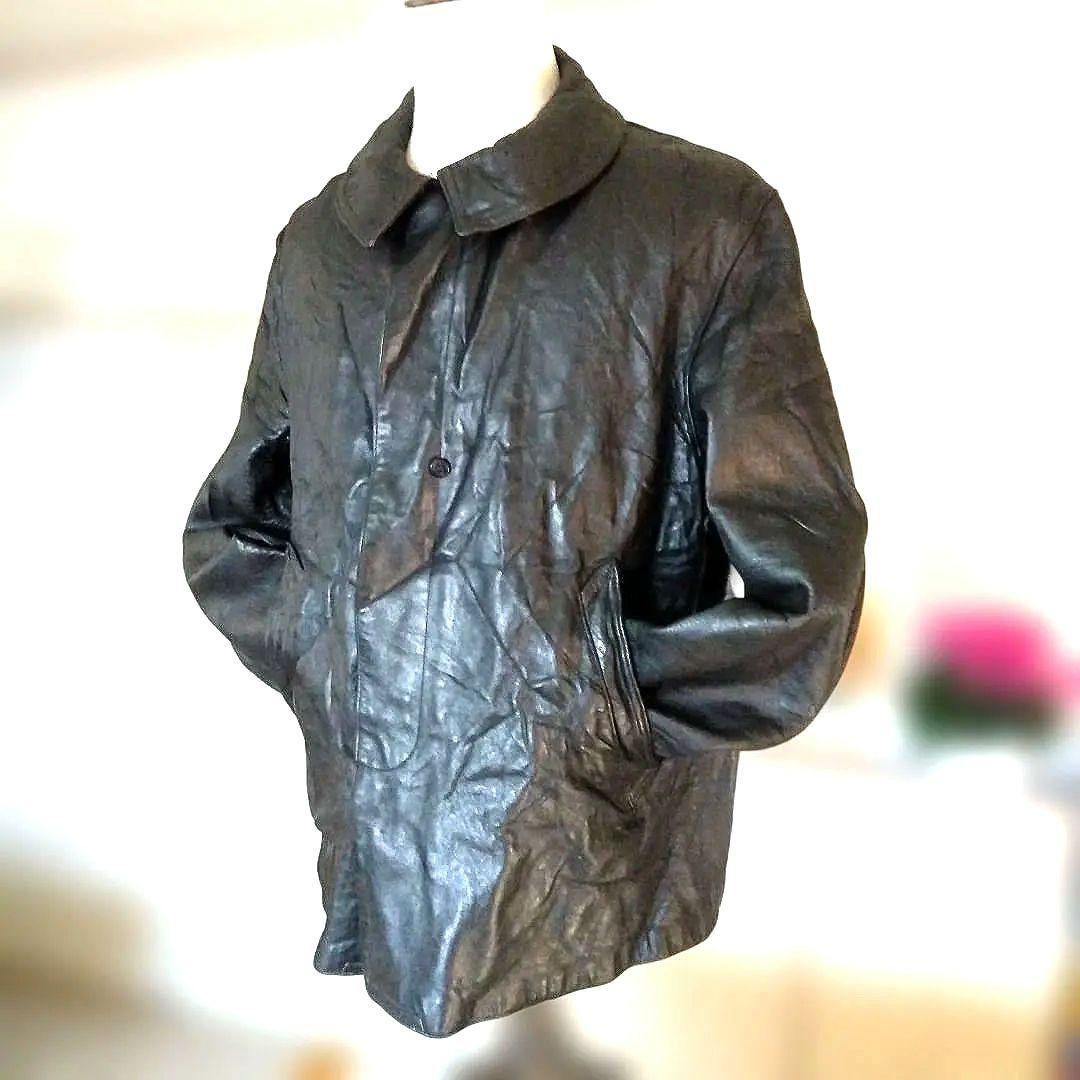 30s Vintage フランス軍 ファイヤーマン レザージャケット カーコート