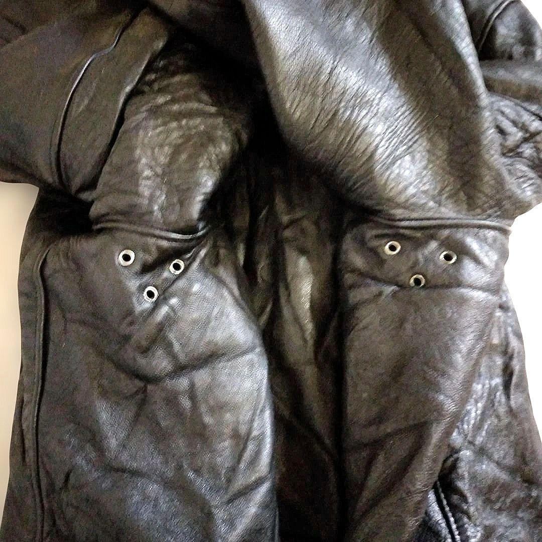 30s Vintage フランス軍 ファイヤーマン レザージャケット カーコート