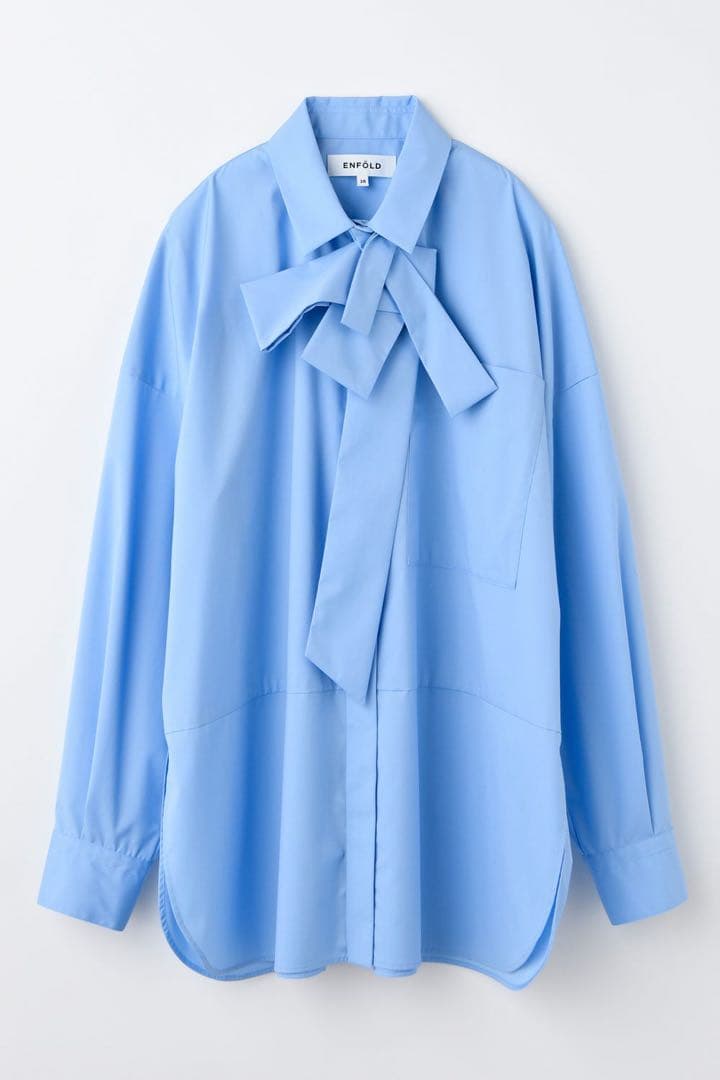 トップス ENFOLD ASYMMETRY BOW-TIE SHIRT