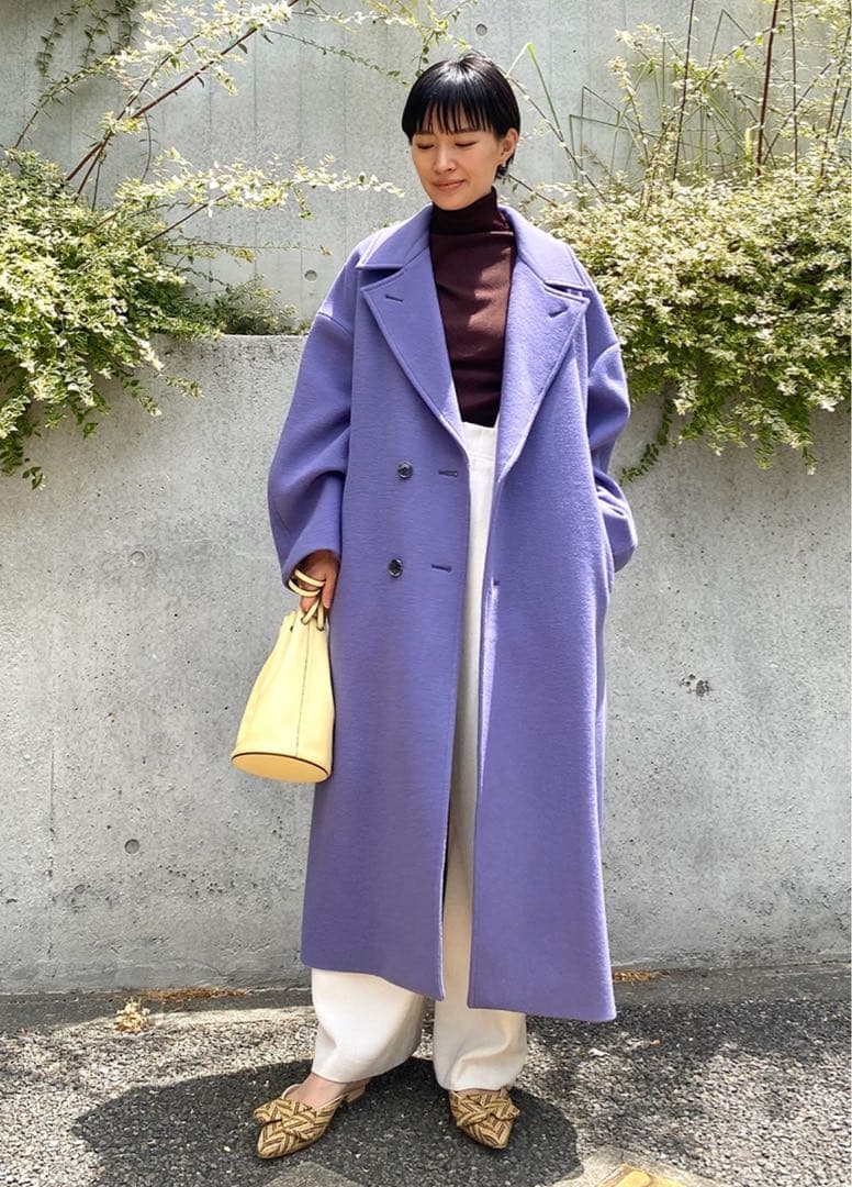 STUNNING LURE ウールカシミアロングコート　パープル