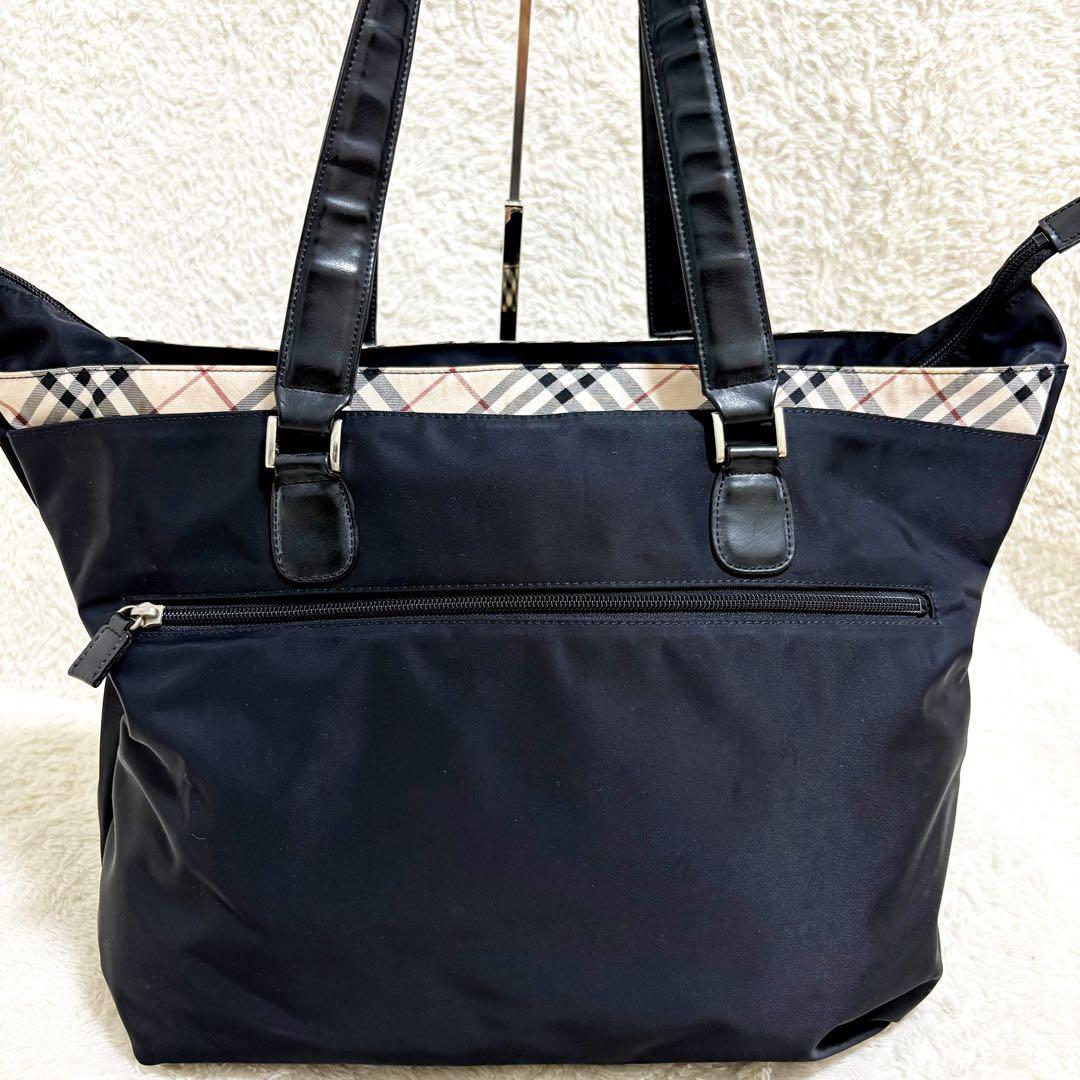 バーバリー　ノバチェック　トートバッグ　マザーズバッグ　黒　大容量　肩掛け