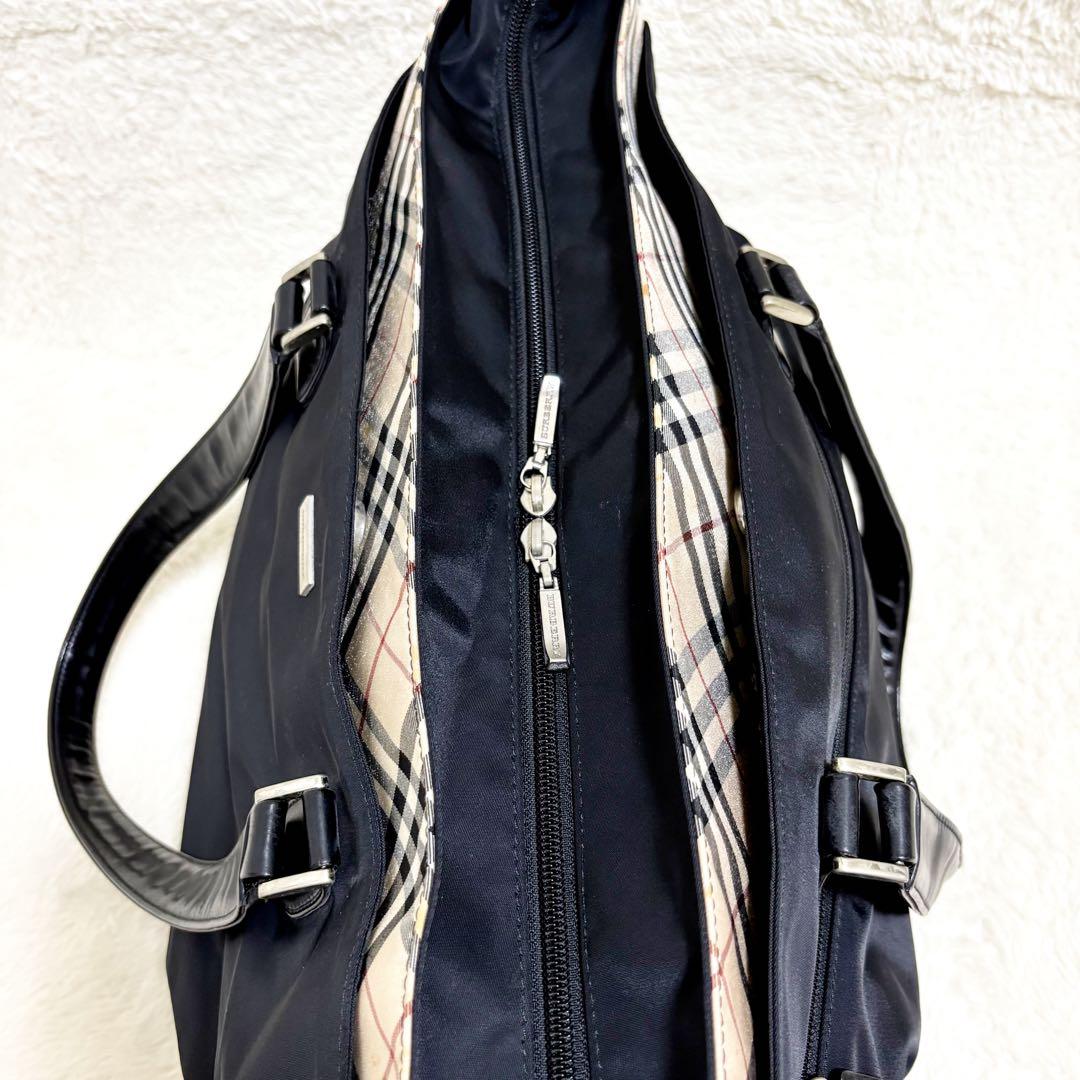 バーバリー　ノバチェック　トートバッグ　マザーズバッグ　黒　大容量　肩掛け