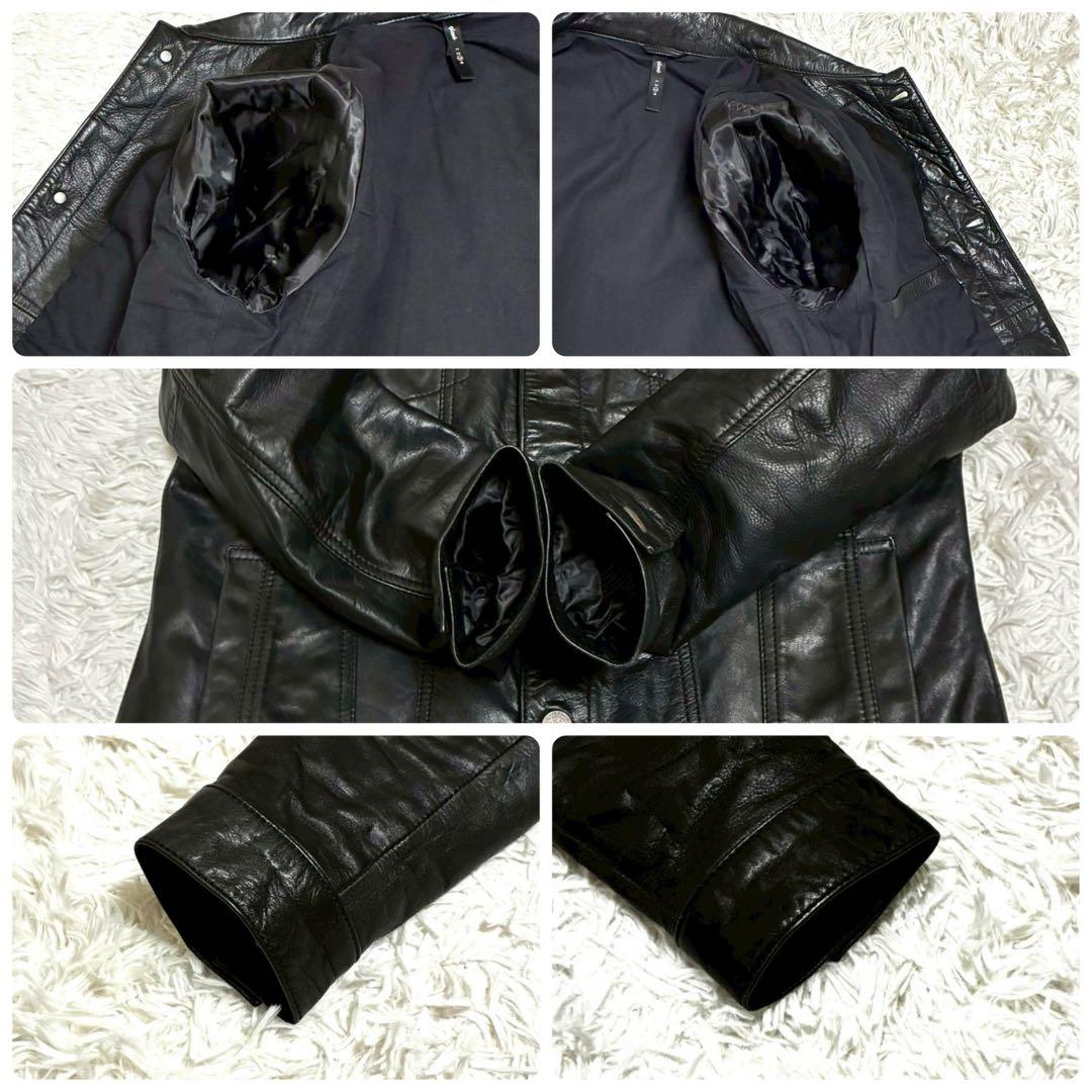 L相当⭐️glamb トラッカージャケット　カウレザー　光沢感　ブラック　3