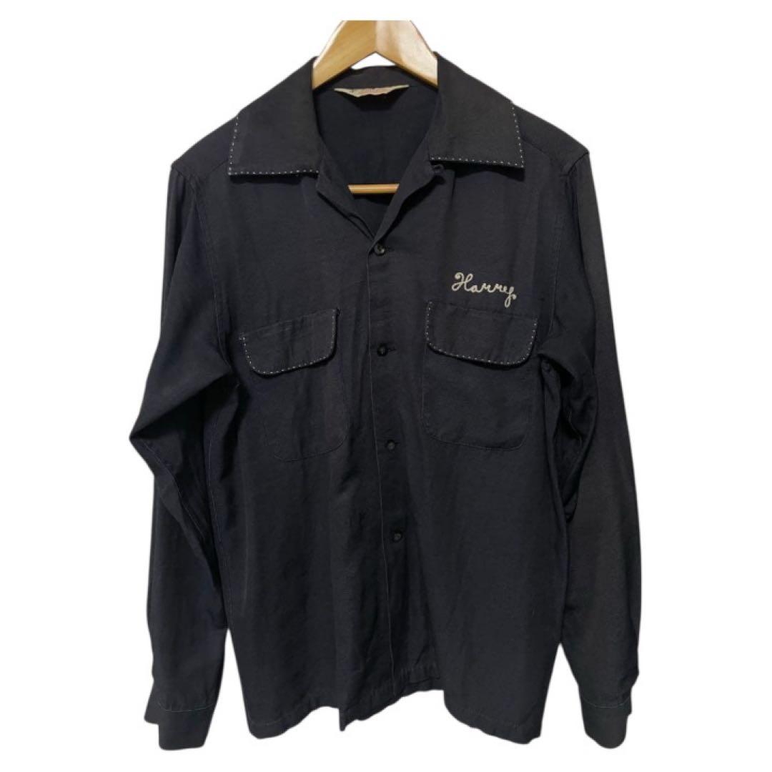 60's ヴィンテージ　レーヨンシャツ ブラック　フェード