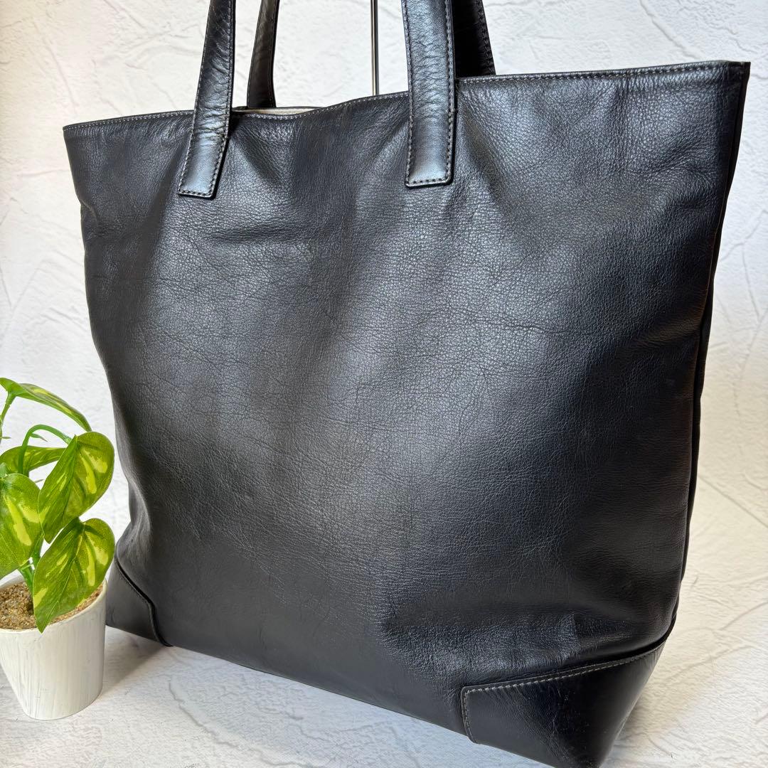 【A4収納可】マーガレットハウエル トートバッグ 本革 ブラック 肩掛け可