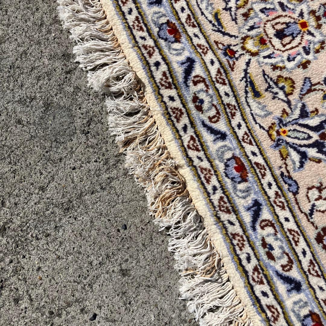 北欧レトロ kashanイラン製 花柄ウールカーペット ペルシャ絨毯 アラベスク