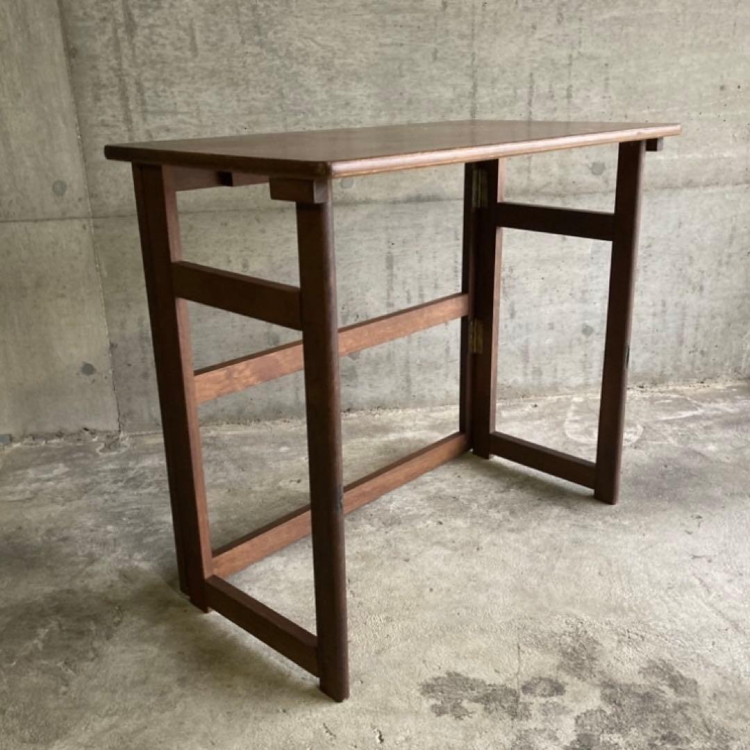 レトロな味のある机 テーブル デスク 作業台 勉強机 折り畳み 角型 木製 家具