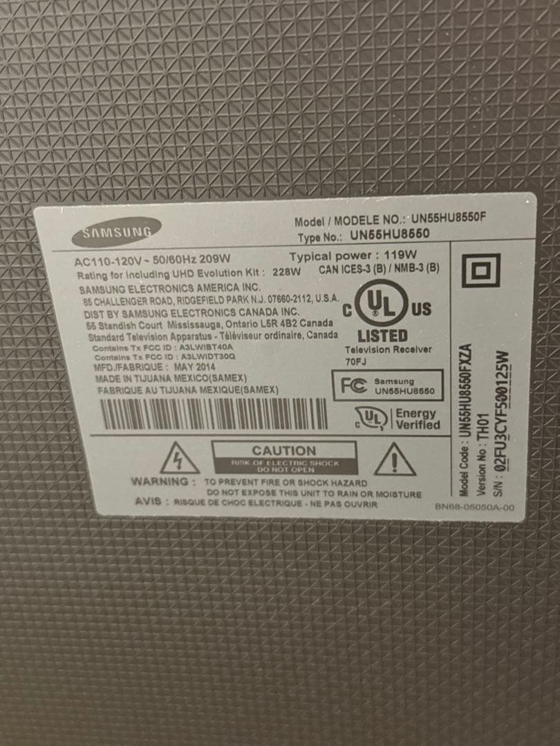 【送料込】Samsung UHD TV UN55 HU8550 4K 55インチ