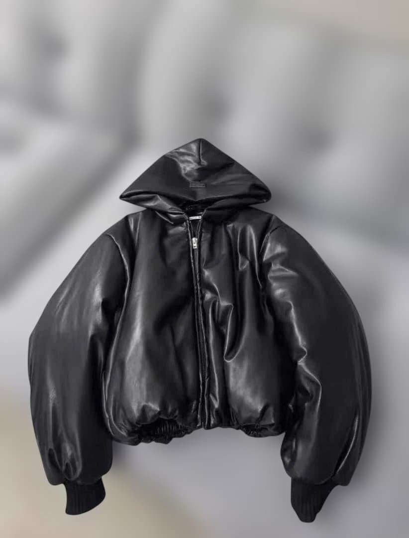 Acne Studios ブラックレザーダウンジャケット