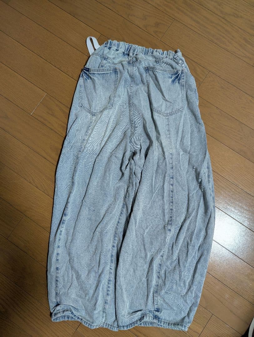 今期ニコアンド 3Dドロップデニムパンツ ベージュインディゴ Mサイズ