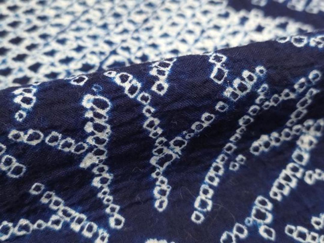 有松絞り　浴衣　　身丈155 三浦絞り　綿　有松鳴海絞り　紺地ワントーン