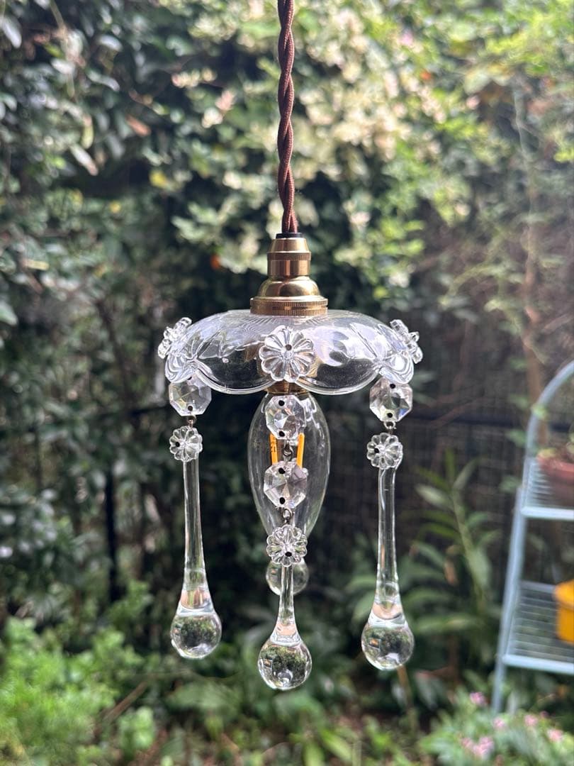 1920年代 フランス アンティーク 雨に濡れた可愛いお花のミニシャンデリア＊
