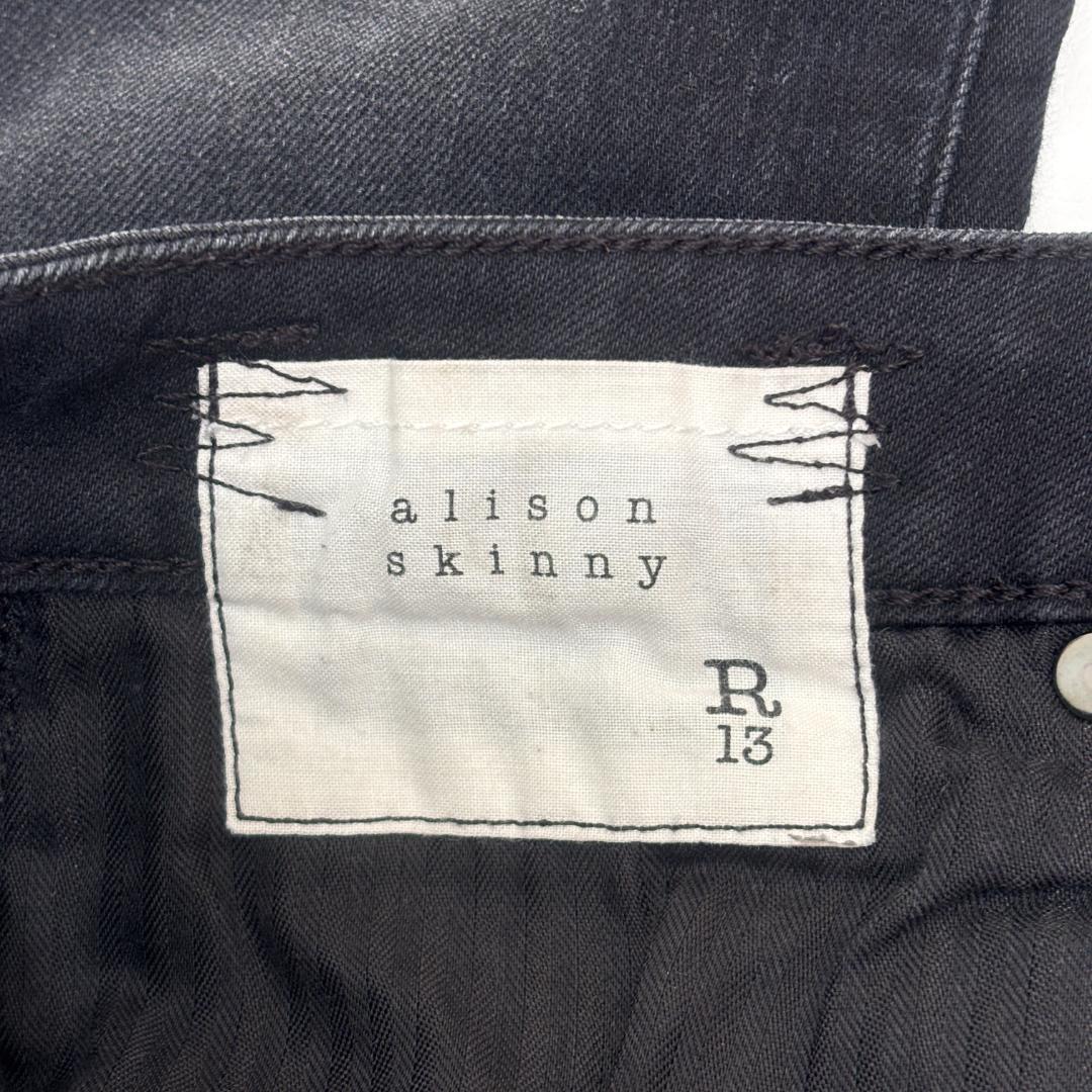 新品 R13 alison skinny ブラックデニム イタリア 裾クラッシュ
