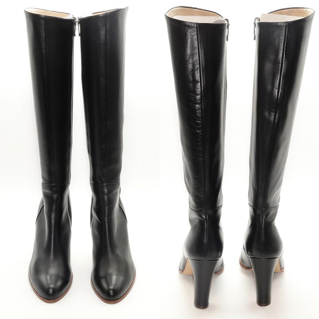 23　DIANA　ダイアナ　ロングブーツ　カーフ　黒　サイドジップ