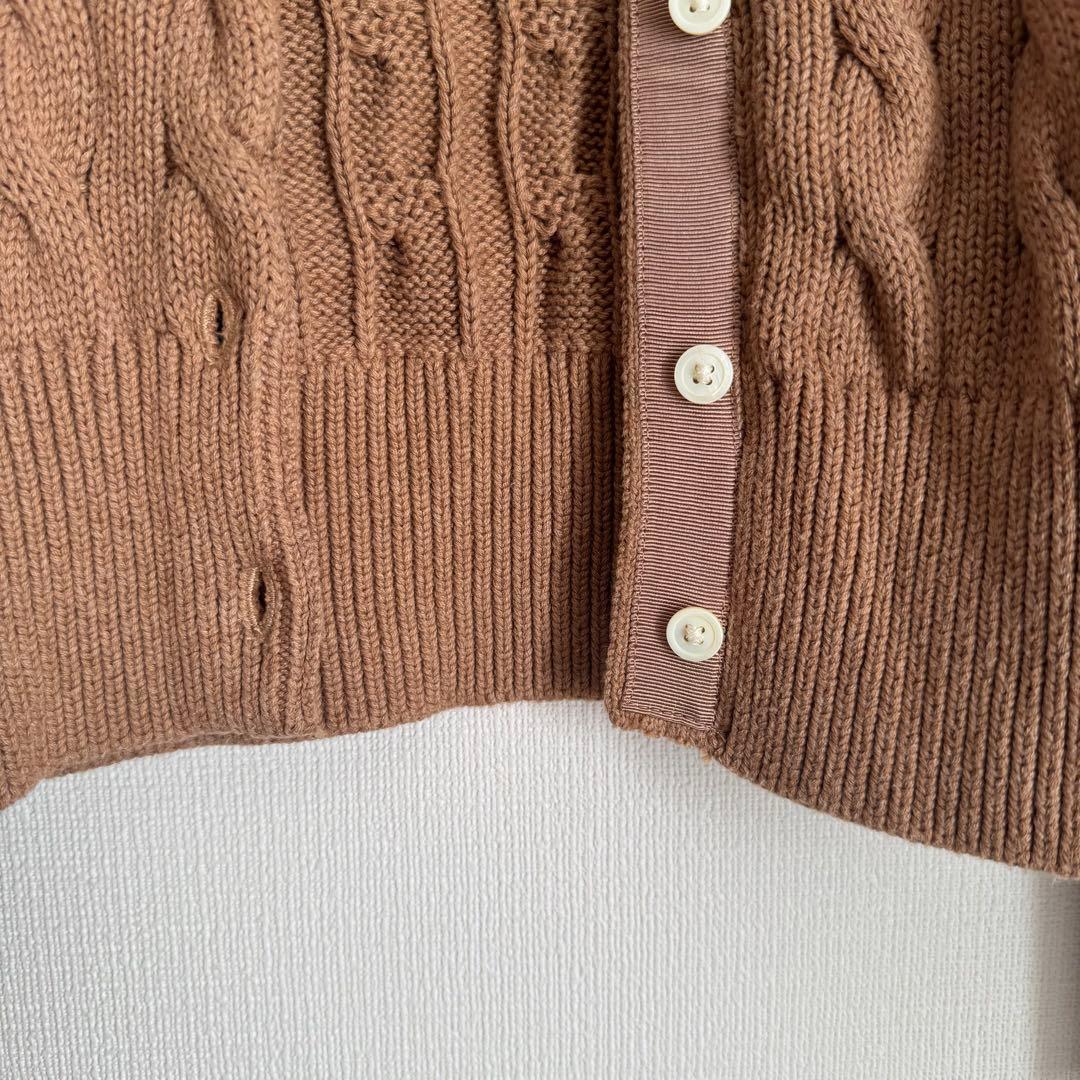 美品 ポロラルフローレン ケーブルニット コットン カーディガン キャメル SP