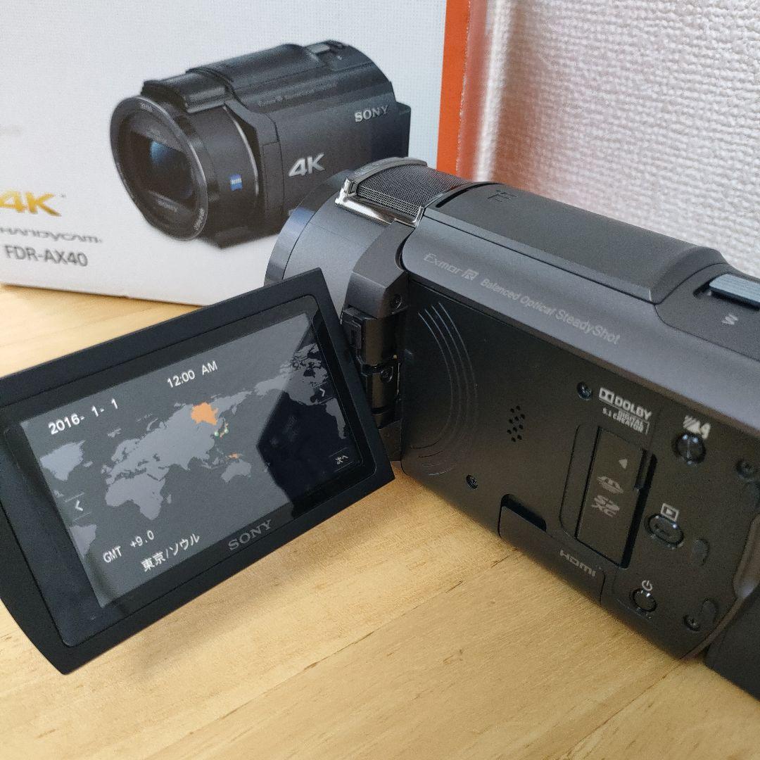 ソニー4Kビデオカメラ SONY FDR-AX40　バッテリー2個