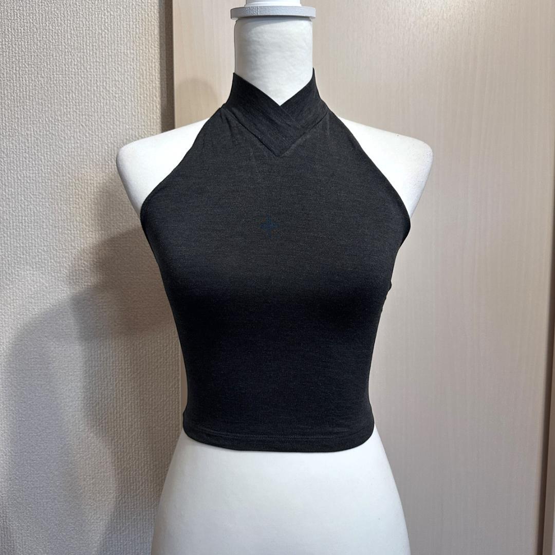 【GUCCI】ホルターネック チューブトップ グレー Sサイズ / ak486