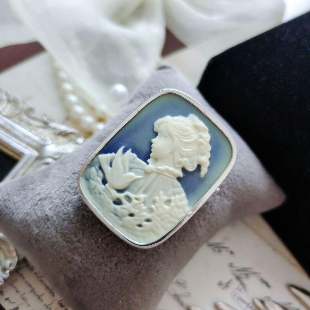 ドイツ ストーン メノウ カメオ ブローチ ペンダント CAMEO SILVER