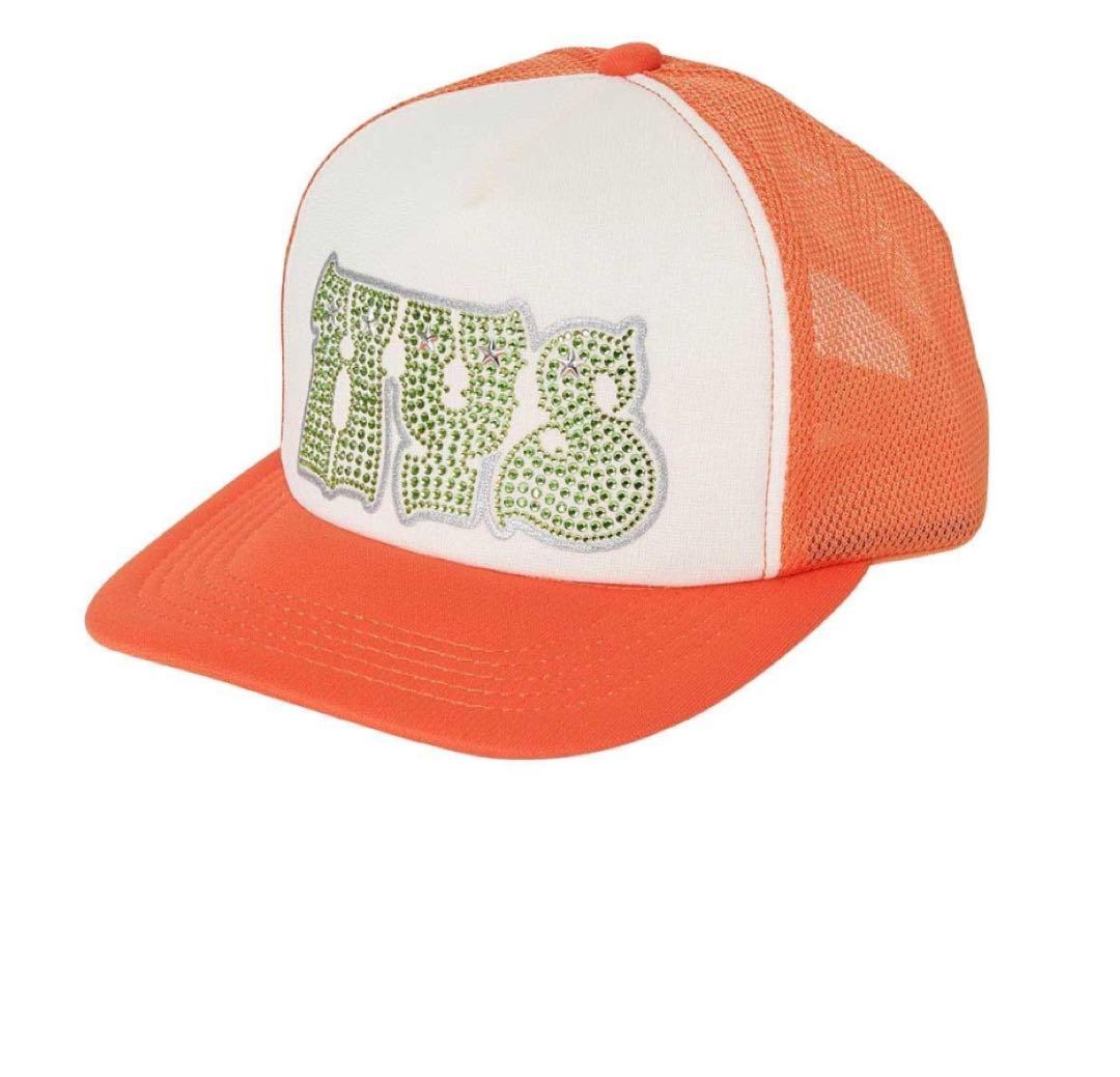 hysteric glamour ラインストーンメッシュキャップ オレンジ