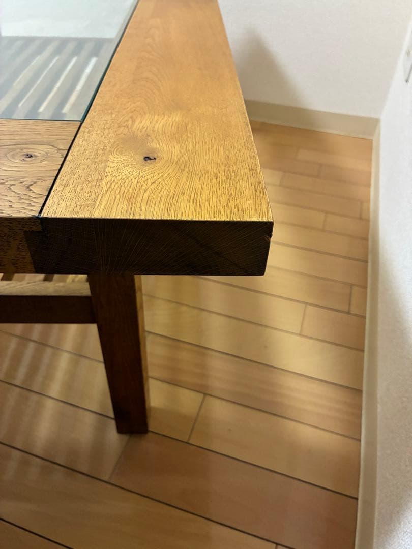 【廃盤】クラッシュゲート　センターテーブル　天然木 ガラス リビングテーブル