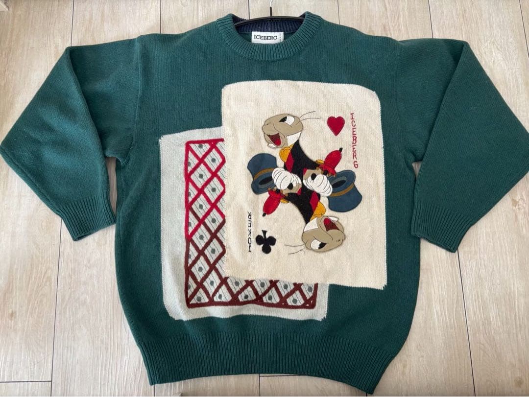 【希少】ICEBERG アイスバーグ ニット 刺繍 トランプ