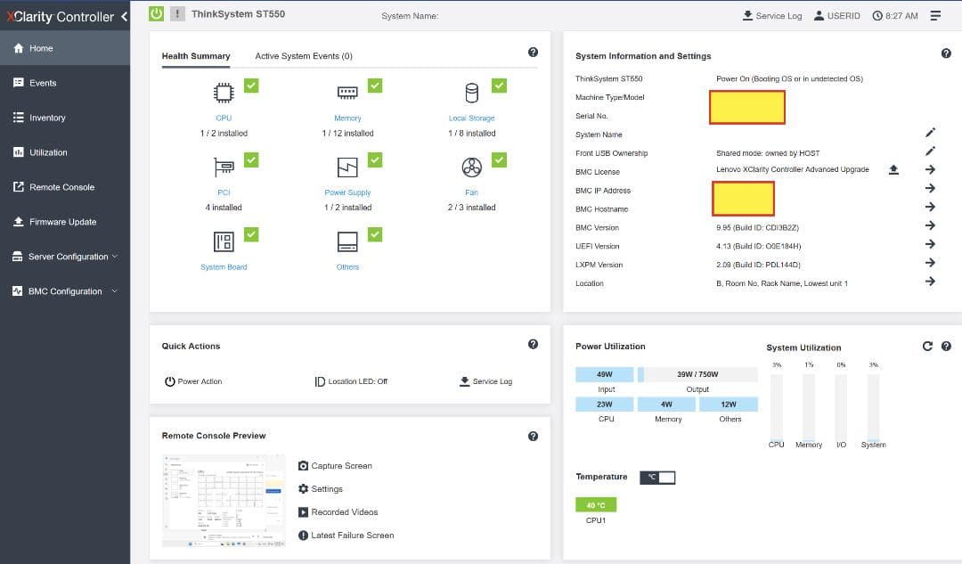 サーバー Lenovo ThinkSystem ST550; Xeon Gold 6230
