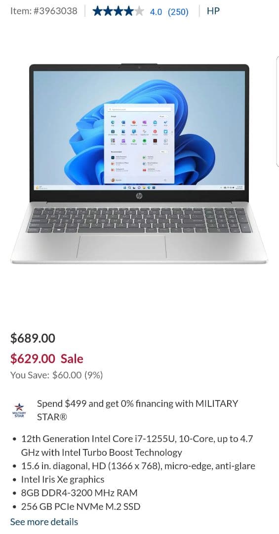 HP ノートPC i7 12th Gen hp15-fd0778nr