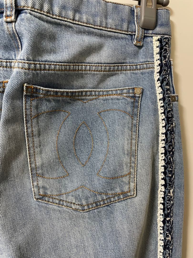 CHANEL シャネル ココステッチ ツイードラインデニムパンツ