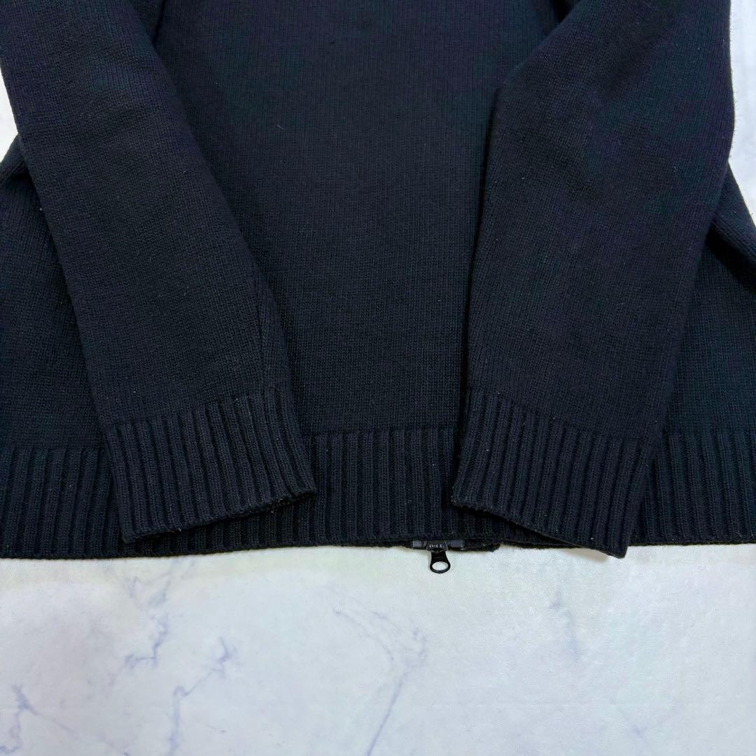 美品 ストーンアイランド 肩バッジ付 ニットブルゾン カーディガン XL 黒