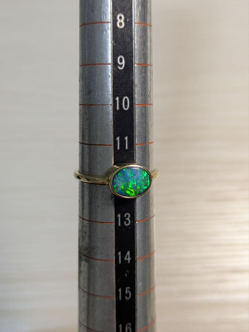 K18 0.77ct 12号 ボルダーオパールリング