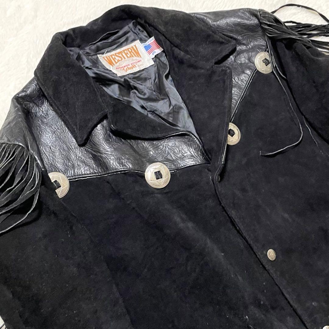 超希少46サイズ schott レザージャケット ウエスタン フリンジ