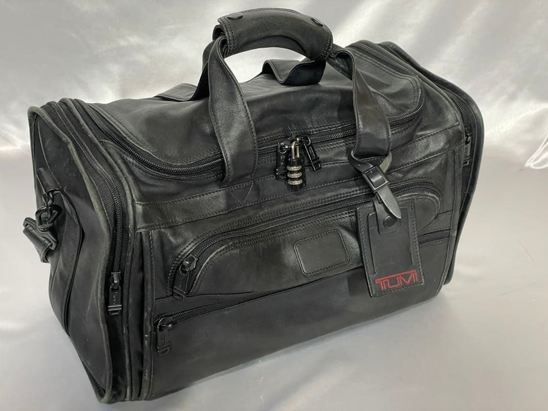 TUMI 9221D3 ブラック レザー ボストンバッグ