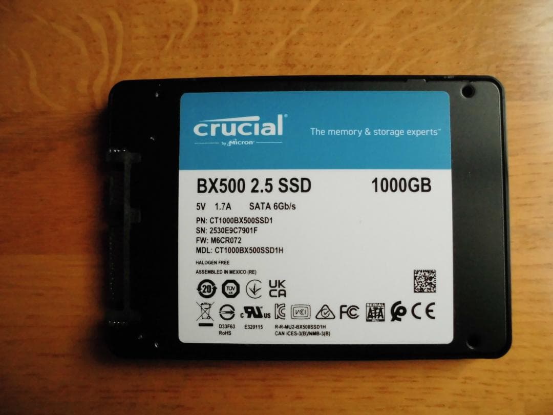 【新品同様】Crucial SSD BX500 内蔵2.5 SATA 1TB