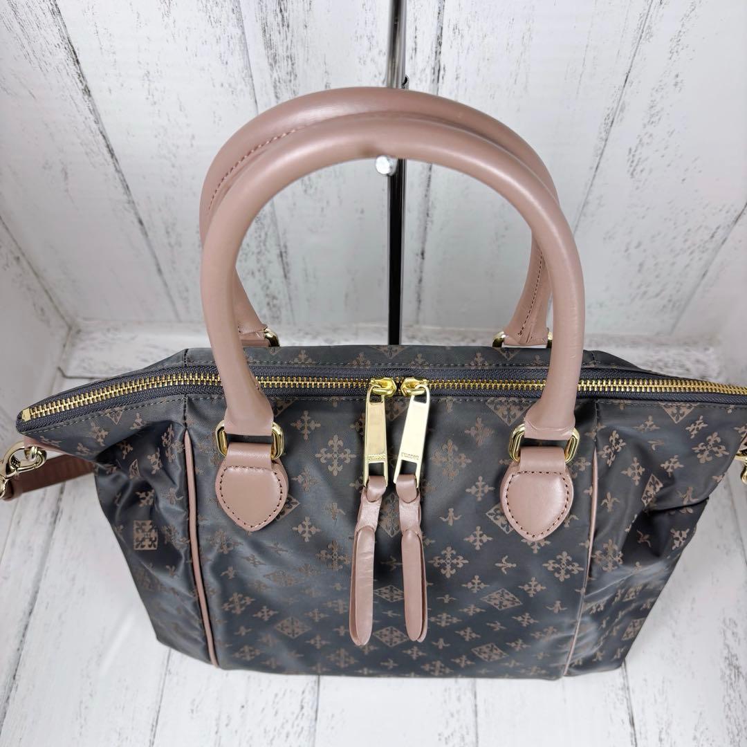 未使用級美品◆russet 2way ボストンバッグ ショルダー グレーピンク