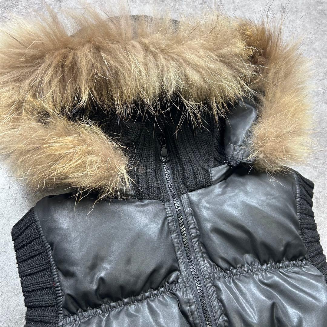 00s【archive】ファーダウンベスト/Y2K/光沢/opium/お兄系/黒