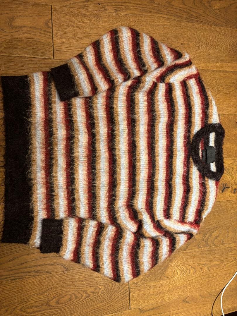 YOKE MOHAIR BORDER SWEATER BROWNxREDサイズ1