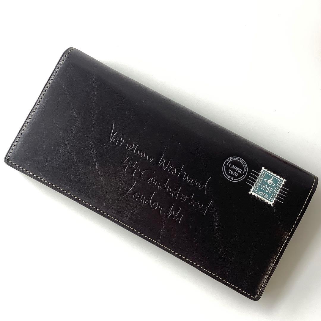 新品 ★ヴィヴィアンウエストウッド★エンベロープかぶせ長財布 スタンプ★ブラック