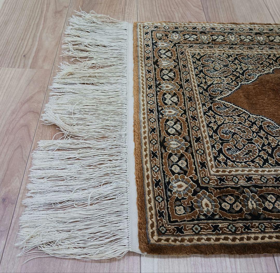 Y3211 高級中国緞通 シルク100% 手織り260段 95×48㎝