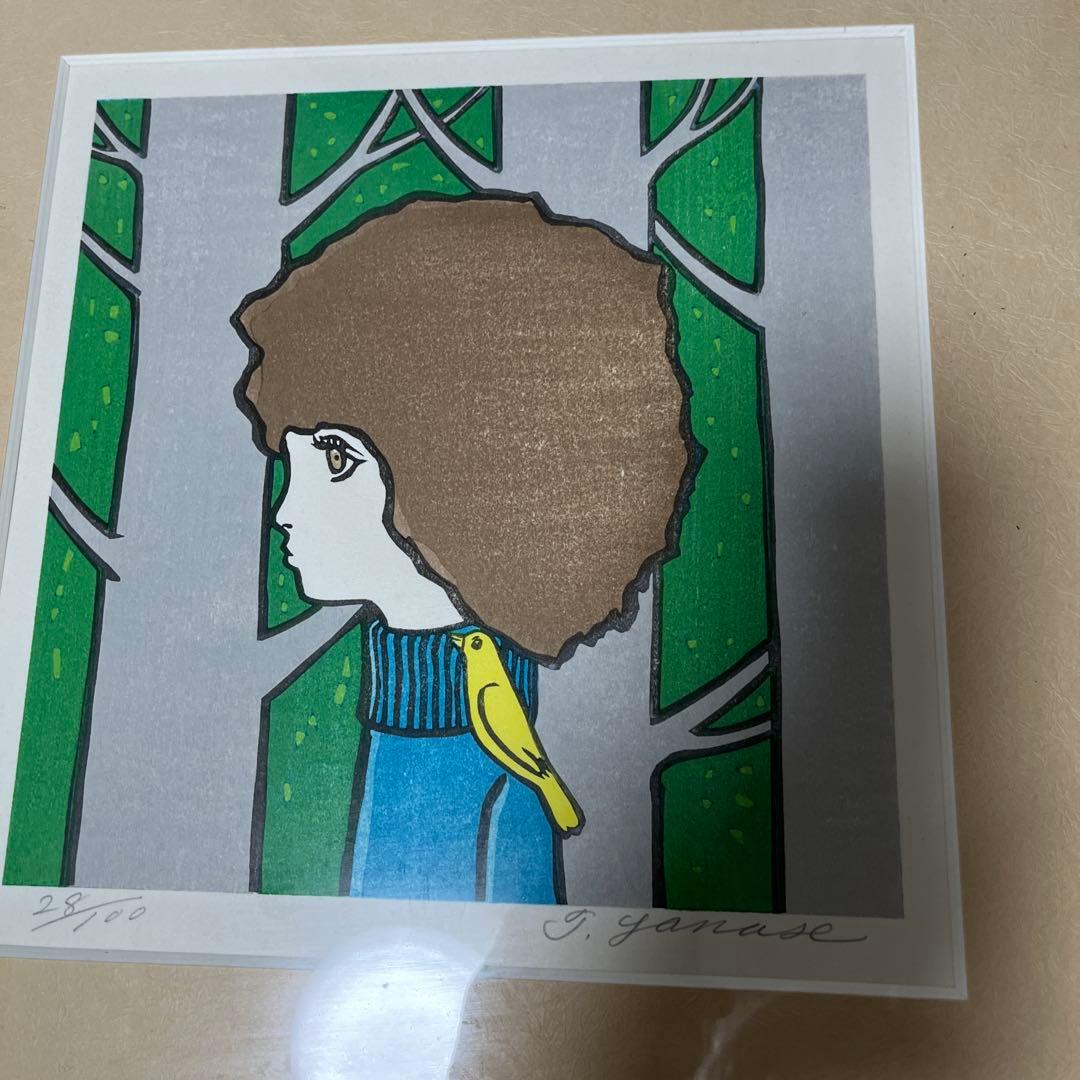 最終値下げ　やなせたかし 小鳥 直筆サイン入り　リトグラフ　版画