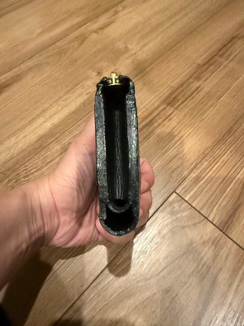 クロコダイル　ポロサス　コンパクトウォレット　ブラック