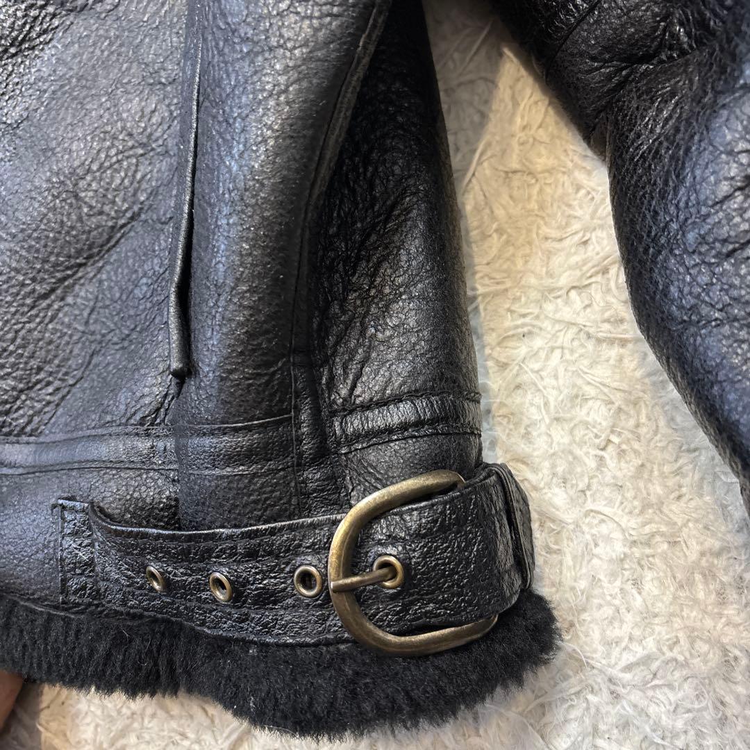 希少☆リアルムートン　羊革　ダブルライダース　ブラック　ボマー　レザー　Lサイズ