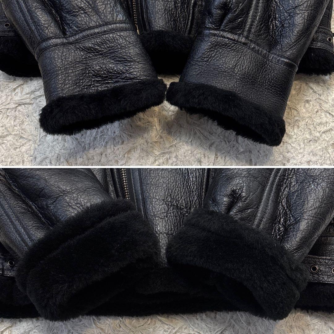 希少☆リアルムートン　羊革　ダブルライダース　ブラック　ボマー　レザー　Lサイズ