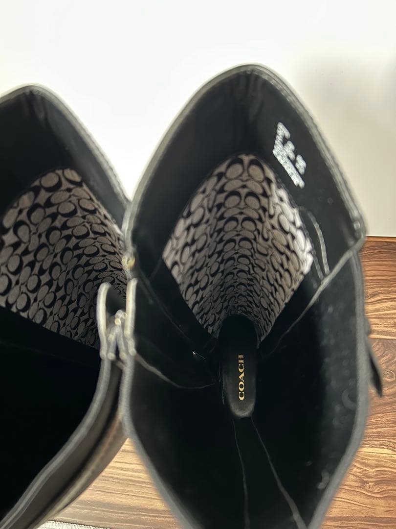 COACH 黒 フランクリン ライディング ロングブーツ ゴールド金具 24cm