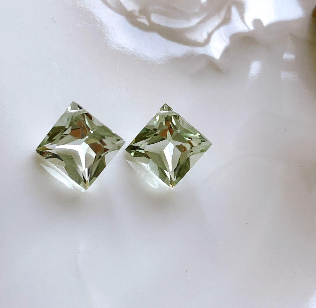 じばにゃん◆切子カービング水晶×ブルーダイヤピアス✧silver925