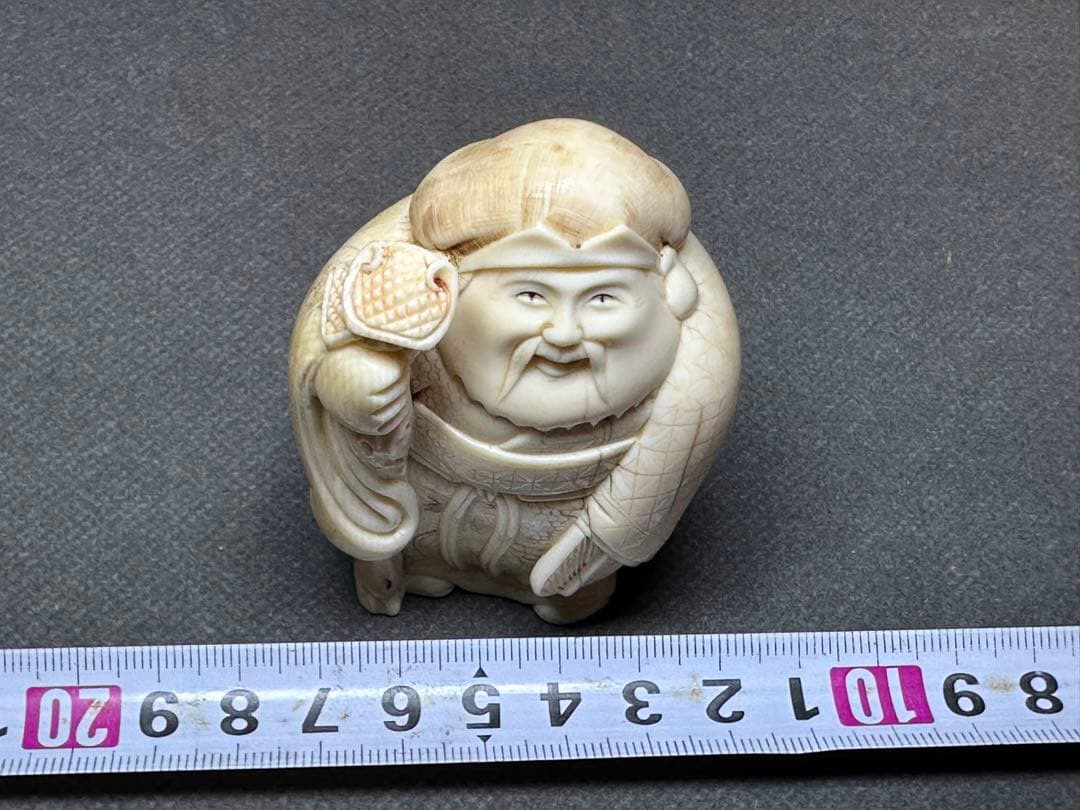 置物　鯨の歯　大黑天　人物　天然素材　アンティーク　極上　和彫　骨董　飾り物