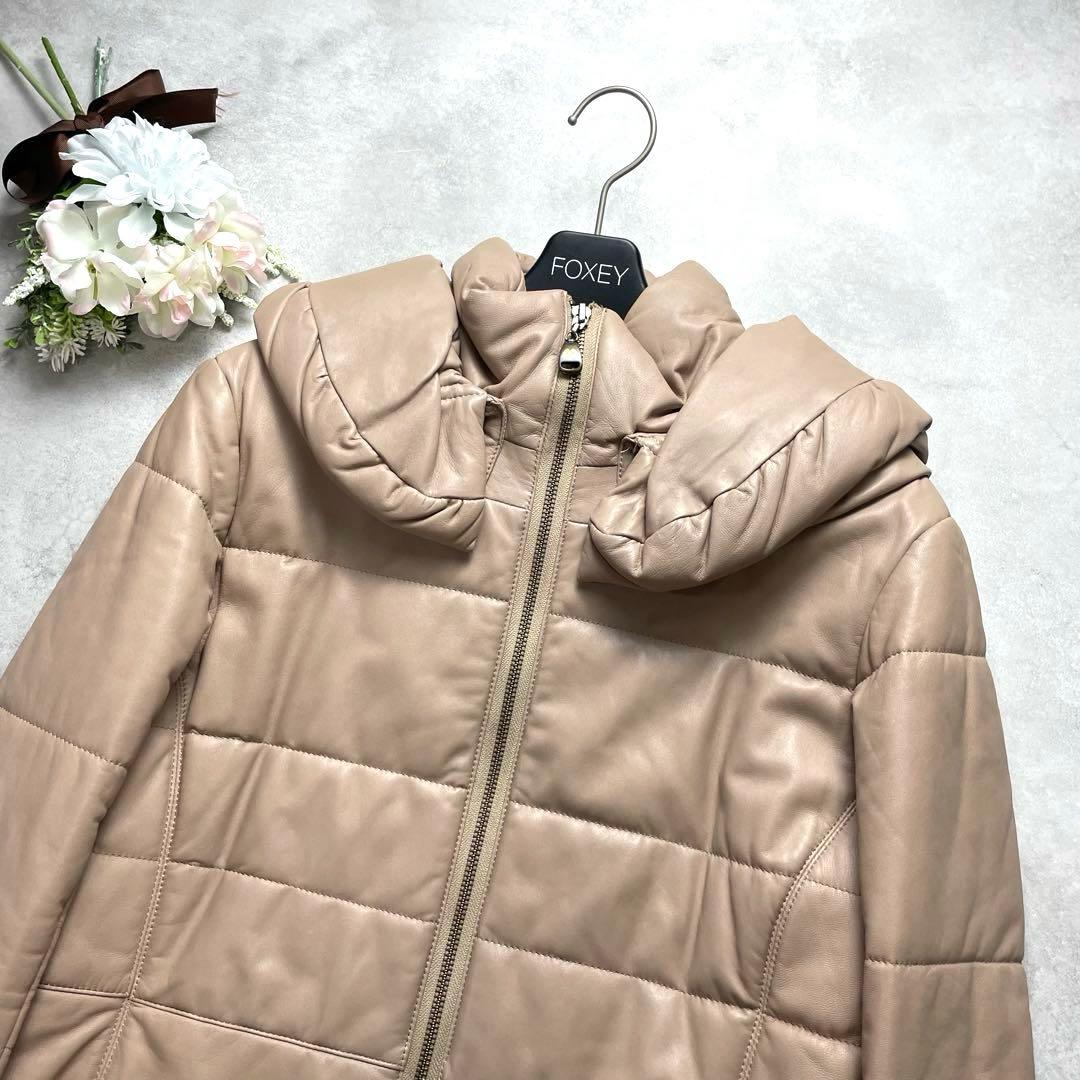 大きいサイズ✨美品 ミラショーン ロングダウンコート ラムレザー 44 2XL