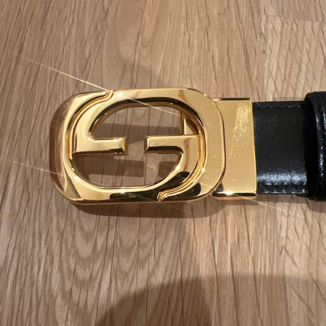 GUCCI ゴールドバックル レザーベルト