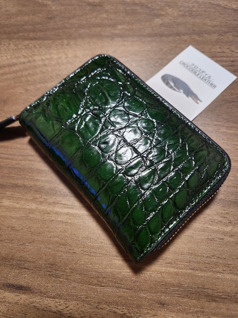 【ブライトグリーン】 実物撮影 クロコダイル 名刺入れ カードケース 定期入れ
