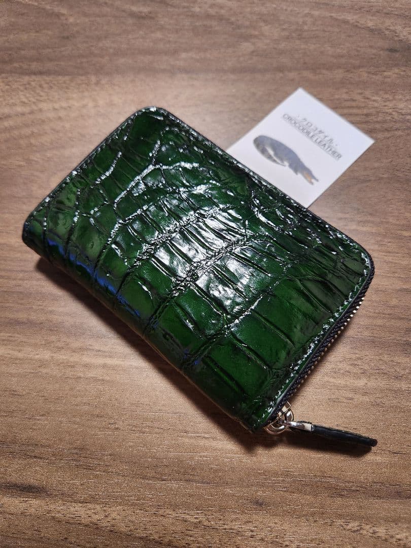 【ブライトグリーン】 実物撮影 クロコダイル 名刺入れ カードケース 定期入れ