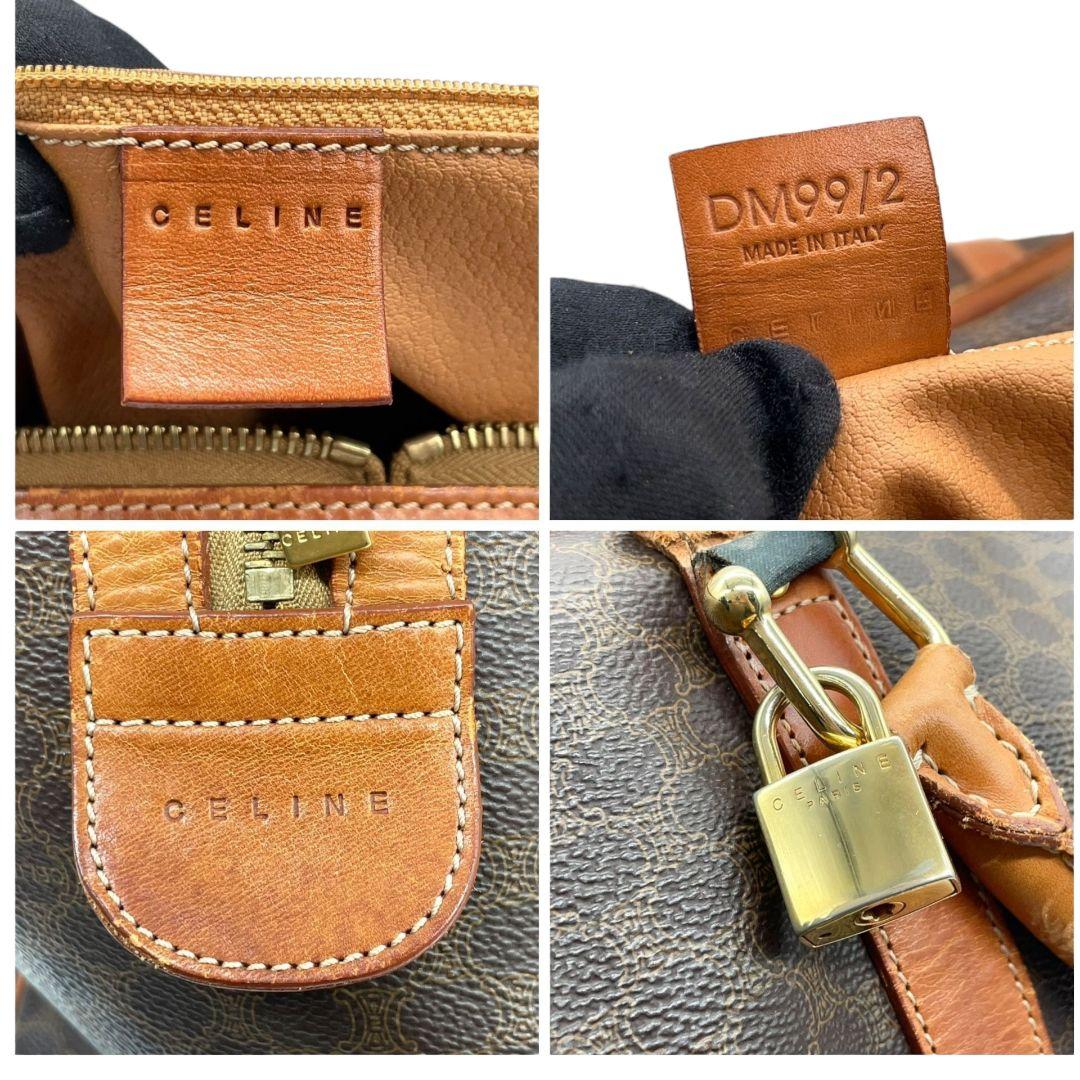 セリーヌ　ボストンバッグ　茶　マカダム　A4収納　PVC　自立可　レザー　X